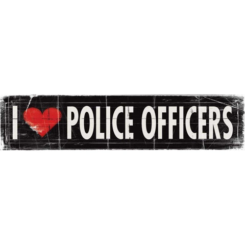 I Love Police Officers Black Modern Wood Framed Art Print with Double Matting by Marrott, Stephanie