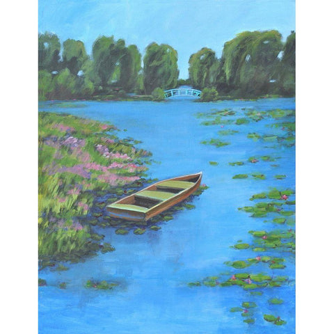 Boat Pond Black Modern Wood Framed Art Print with Double Matting by Stevens, Allayn