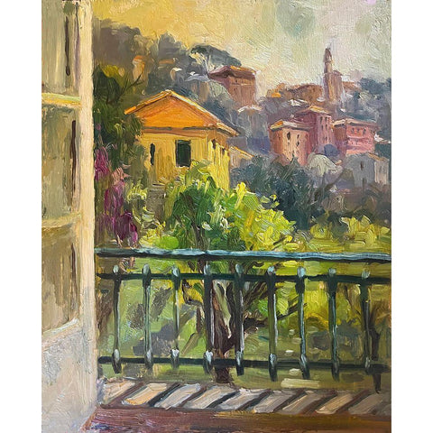 French Window Black Modern Wood Framed Art Print with Double Matting by Stevens, Allayn