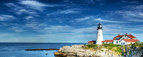 Lighthouse 1 White Modern Wood Framed Art Print with Double Matting by Blackstone, Jason