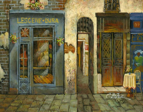 French Corridor White Modern Wood Framed Art Print with Double Matting by Chin, Art