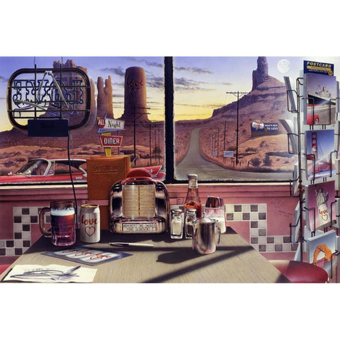 Love Diner White Modern Wood Framed Art Print by Consani, Chris