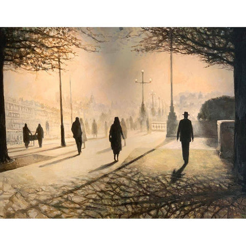 Afternoon In Paris Black Modern Wood Framed Art Print by Gipe, Lawernce