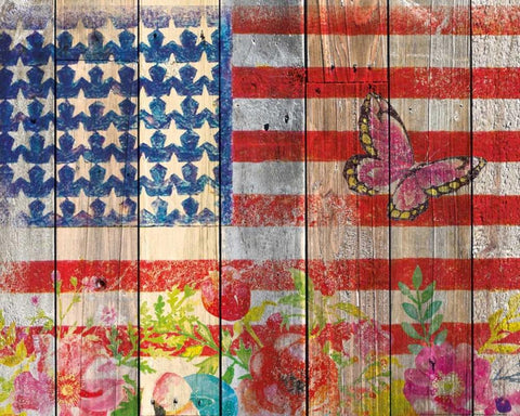 Flag 3 Black Ornate Wood Framed Art Print with Double Matting by Nobleworks, Inc.