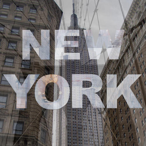 New York Collage 3 Black Modern Wood Framed Art Print with Double Matting by Holzner, Renate
