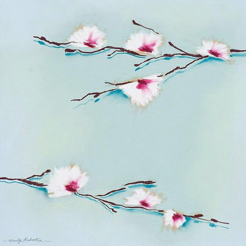 Blossom White Modern Wood Framed Art Print with Double Matting by Robertson, Marilyn