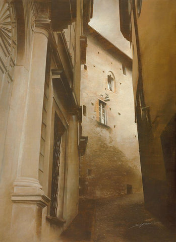 SCORCIO BERGAMO Black Ornate Wood Framed Art Print with Double Matting by Sgarbossa, Antonio