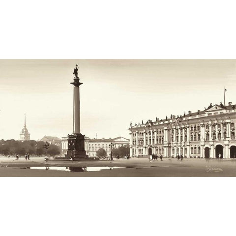 Winter Palace, St. Petersburg Black Modern Wood Framed Art Print with Double Matting by Ryazanov