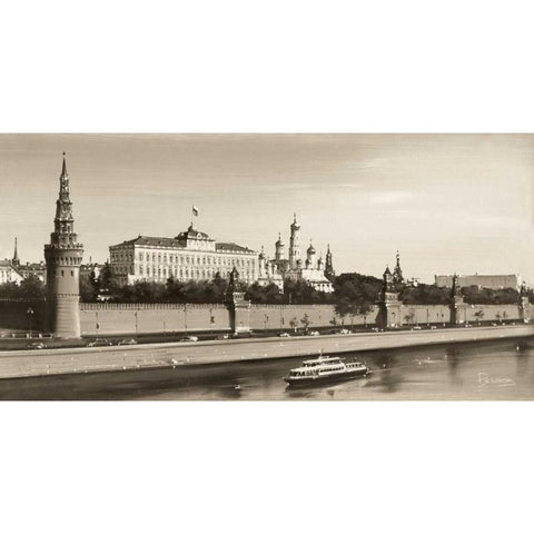 View On Kremlin Black Modern Wood Framed Art Print with Double Matting by Ryazanov