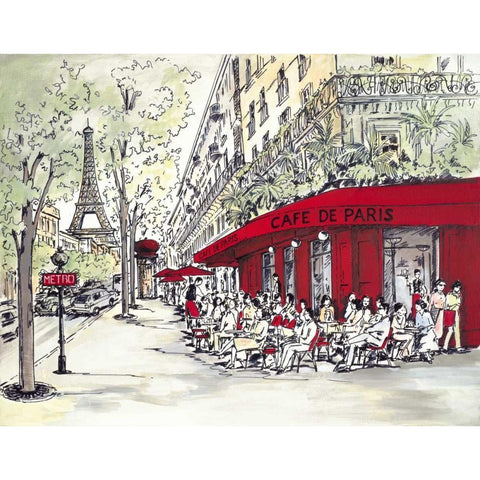 Cafe De Paris Black Modern Wood Framed Art Print with Double Matting by Marceau, Chloe
