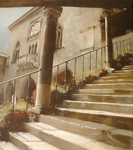DE FRONTE PIAZZA VECCIA Black Ornate Wood Framed Art Print with Double Matting by Sgarbossa, Antonio