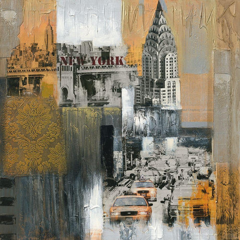 EMPIRE STATE BLDG Black Modern Wood Framed Art Print with Double Matting by Pax