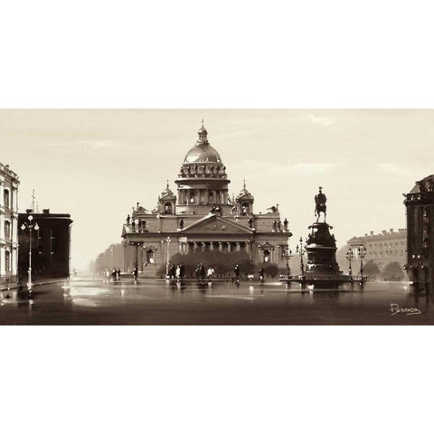 St. Isaac Cathedral Gold Ornate Wood Framed Art Print with Double Matting by Ryazanov