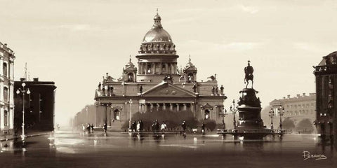St. Isaac Cathedral White Modern Wood Framed Art Print with Double Matting by Ryazanov