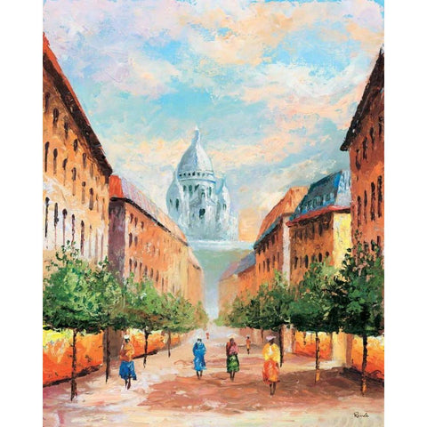 Paris II Black Modern Wood Framed Art Print with Double Matting by Renee