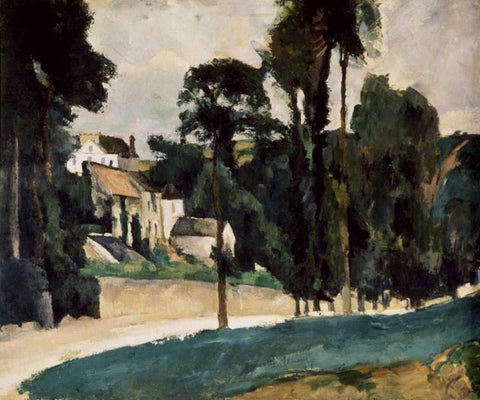 A Way In A Path Black Ornate Wood Framed Art Print with Double Matting by Cezanne, Paul