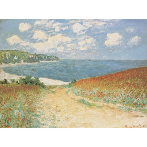 Chemin dans les blés àPourville, 1882 Gold Ornate Wood Framed Art Print with Double Matting by Monet, Claude