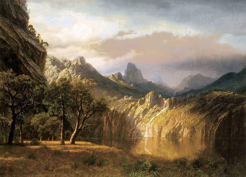 In The Valley White Modern Wood Framed Art Print with Double Matting by Bierstadt, Albert