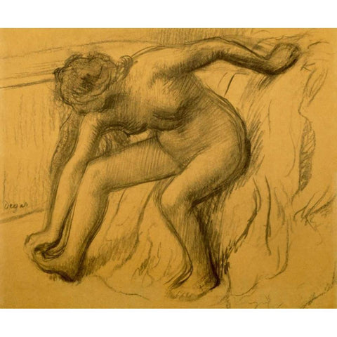 After Bath, 1892 Black Modern Wood Framed Art Print with Double Matting by Degas, Edgar