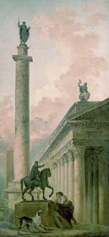 Roman Obelisk Black Ornate Wood Framed Art Print with Double Matting by Robert, Hubert