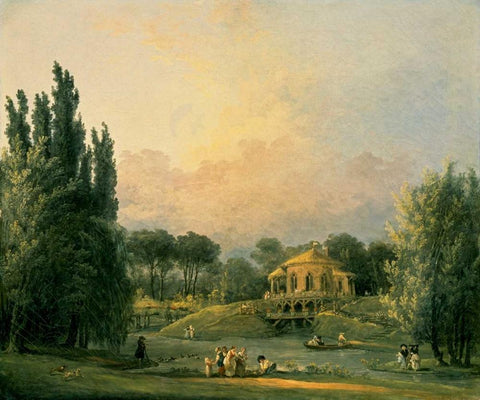 Italian Tempietto in a Park Black Ornate Wood Framed Art Print with Double Matting by Robert, Hubert