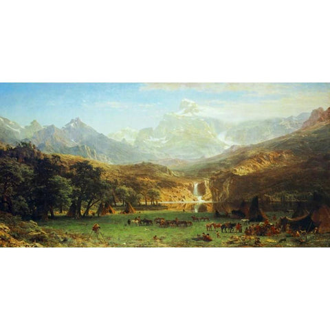 The Rocky Mountains, Landers Peak Black Modern Wood Framed Art Print with Double Matting by Bierstadt, Albert