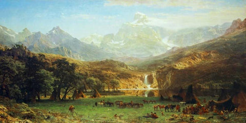 The Rocky Mountains, Landers Peak White Modern Wood Framed Art Print with Double Matting by Bierstadt, Albert