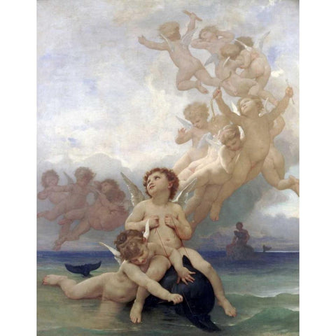 The Birth of Venus Gold Ornate Wood Framed Art Print with Double Matting by Bouguereau, William-Adolphe