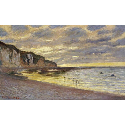 Pointe de Lailly, maree basse Gold Ornate Wood Framed Art Print with Double Matting by Monet, Claude