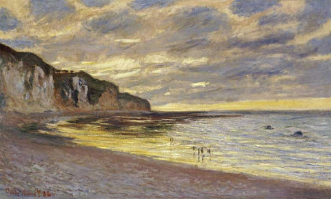 Pointe de Lailly, maree basse White Modern Wood Framed Art Print with Double Matting by Monet, Claude
