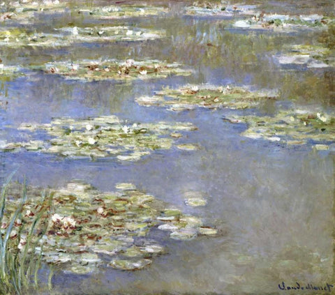 Nympheas, 1905 White Modern Wood Framed Art Print with Double Matting by Monet, Claude