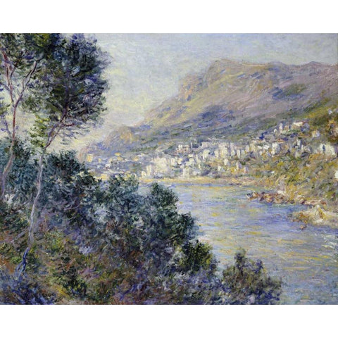 A View of Cape Martin, Monte Carlo Black Modern Wood Framed Art Print with Double Matting by Monet, Claude