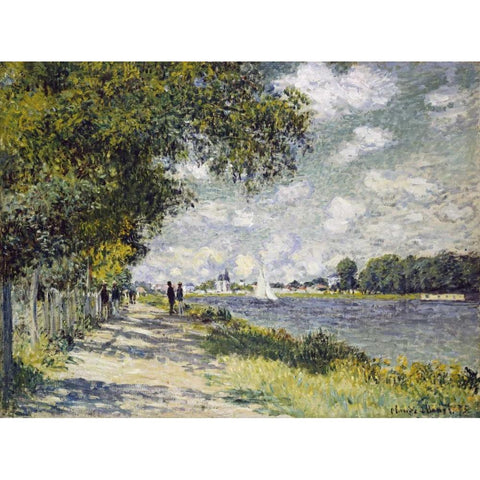 The Seine at Argenteuil Gold Ornate Wood Framed Art Print with Double Matting by Monet, Claude