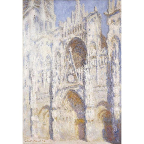 Rouen Cathedral in the Afternoon - The Gate in Full Sun Black Modern Wood Framed Art Print with Double Matting by Monet, Claude
