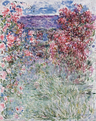 The House in the Roses White Modern Wood Framed Art Print with Double Matting by Monet, Claude