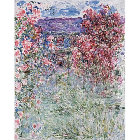 The House in the Roses White Modern Wood Framed Art Print by Monet, Claude