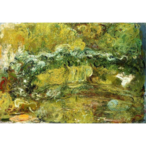 The Japanese Bridge White Modern Wood Framed Art Print by Monet, Claude