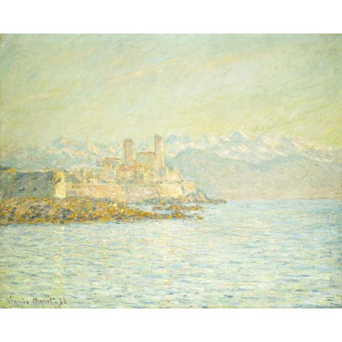 The Old Fort at Antibes Gold Ornate Wood Framed Art Print with Double Matting by Monet, Claude