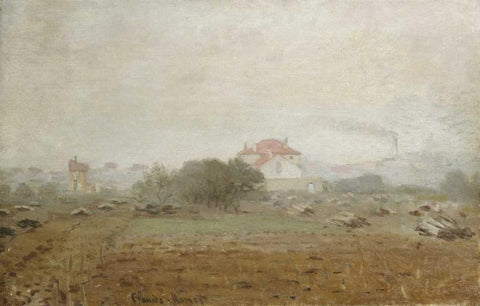 Fog - Effet de brouillard White Modern Wood Framed Art Print with Double Matting by Monet, Claude
