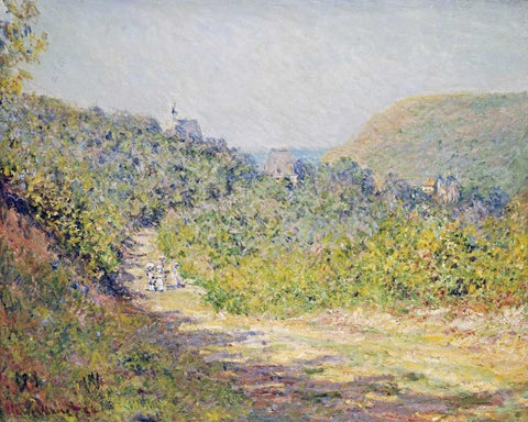 Aux Petites-Dalles, 1884 White Modern Wood Framed Art Print with Double Matting by Monet, Claude