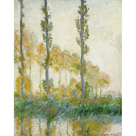 The Three Trees, Autumn Gold Ornate Wood Framed Art Print with Double Matting by Monet, Claude