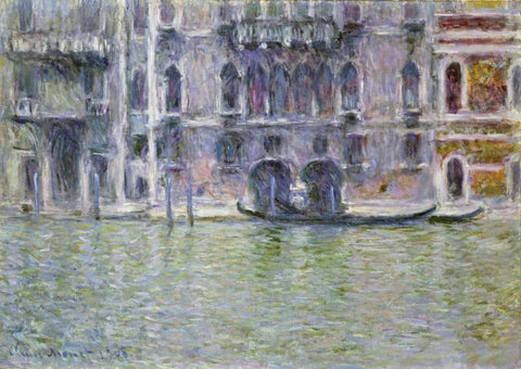 Palazzo da Mula, Venice White Modern Wood Framed Art Print with Double Matting by Monet, Claude