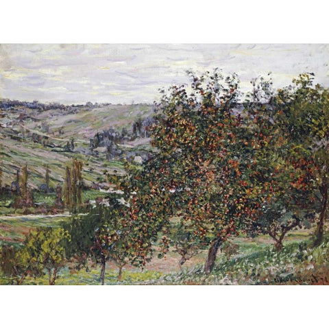 Apple Trees Near Vetheuil, 1878 Gold Ornate Wood Framed Art Print with Double Matting by Monet, Claude