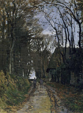 A Normandy Path White Modern Wood Framed Art Print with Double Matting by Monet, Claude
