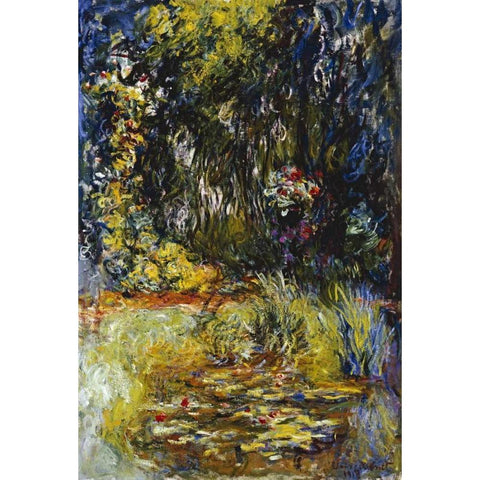 Corner of a Pond with Waterlilies White Modern Wood Framed Art Print by Monet, Claude