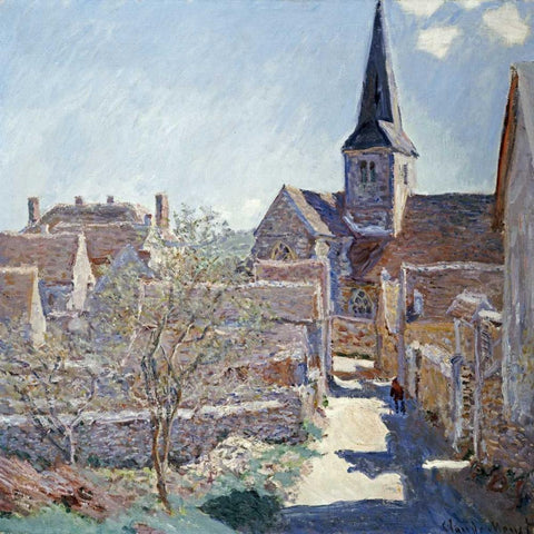 Bennecourt White Modern Wood Framed Art Print with Double Matting by Monet, Claude