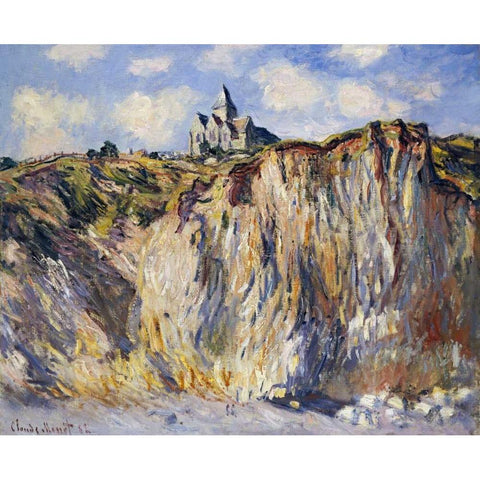Church of Varengeville, in the Morning Black Modern Wood Framed Art Print with Double Matting by Monet, Claude