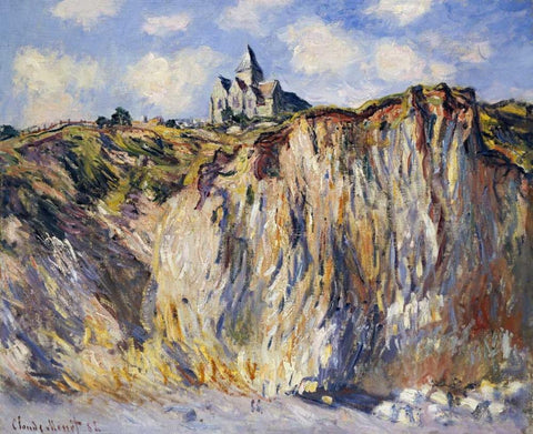 Church of Varengeville, in the Morning White Modern Wood Framed Art Print with Double Matting by Monet, Claude