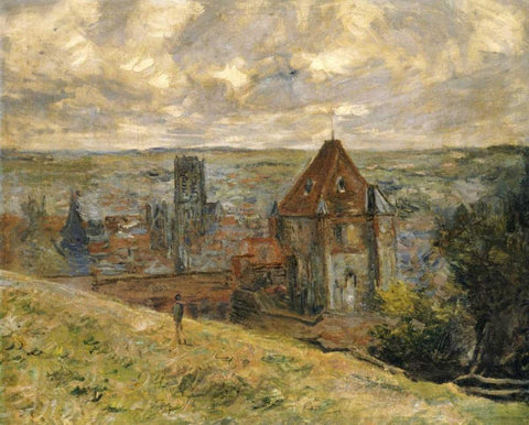Dieppe White Modern Wood Framed Art Print with Double Matting by Monet, Claude