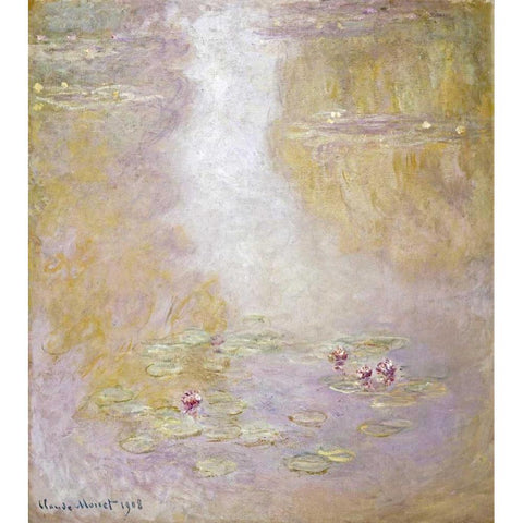 Water Lilies, Giverny Gold Ornate Wood Framed Art Print with Double Matting by Monet, Claude